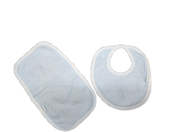 Paty Bib and Burp Set Blue and White