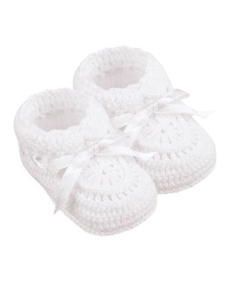 Jefferies Socks Baby Hand Crochet Bootie - White/White