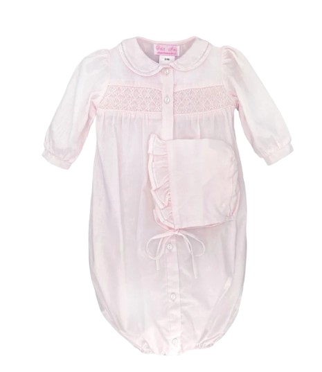 Natural Smocked Bag, Pink