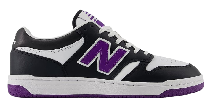 New Balance 480 - Unisex Retro Basketball Shoe - Black/White/Purple