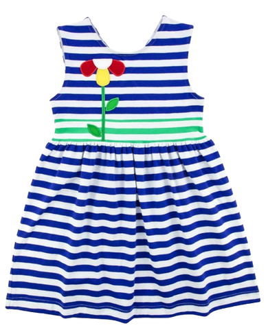 Stripe Knit Dress with Flower