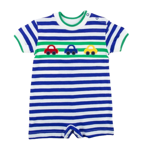 Stripe Knit Shortall with Cars