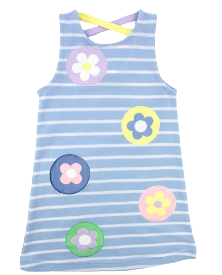 Stripe Knit Dress with Flower Dots