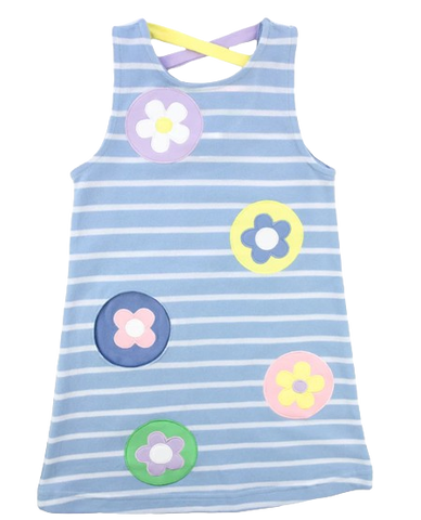 Stripe Knit Dress with Flower Dots