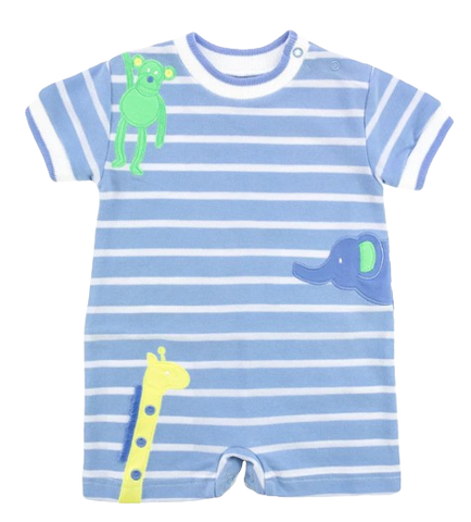 Stripe Knit Shortall with Zoo Animals