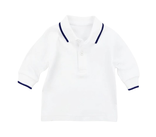 Long Sleeve Polo With Navy Tipping