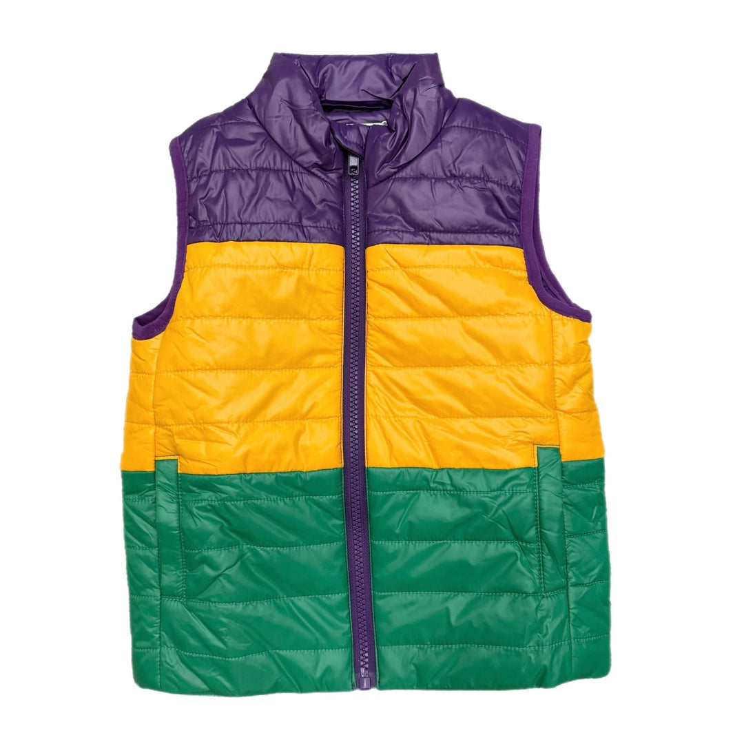 Mardi Gras Quilted Vest - Purple Green and Gold