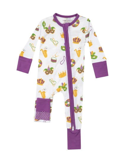 2 Way Zipper Romper - Mardi Gras