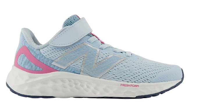 Fresh Foam Arishi v4 Bungee Lace with Top Strap - Quarry Blue with Real Pink and Chrome Blue