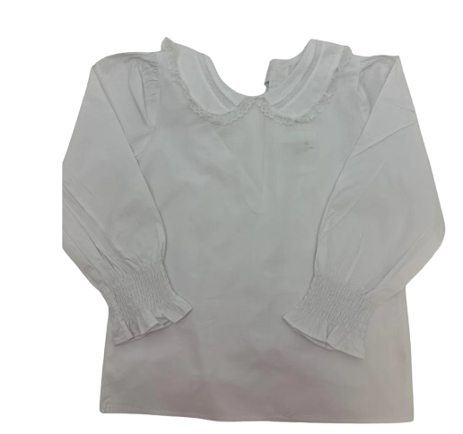 Joy Long Sleeve Lace Peter Pan Color Shirt White