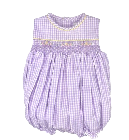 Lavender Gingham Sunbubble with Corded Smocking