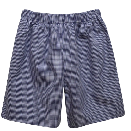 Navy Gingham Boys Pull on Shorts w/Pockets