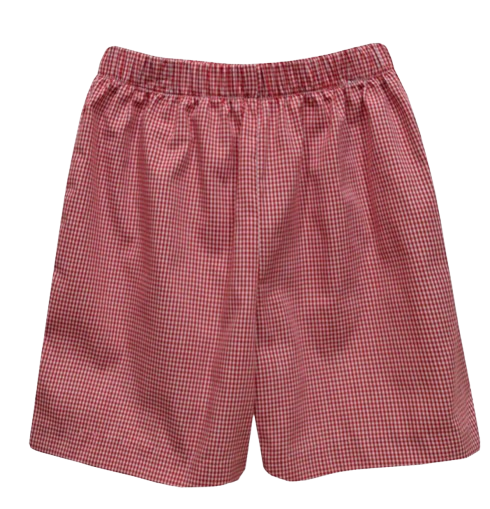 Red Gingham Boys Pull on Shorts w/Pockets