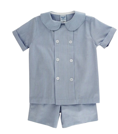 Blue Micro Check - Dressy Short Set