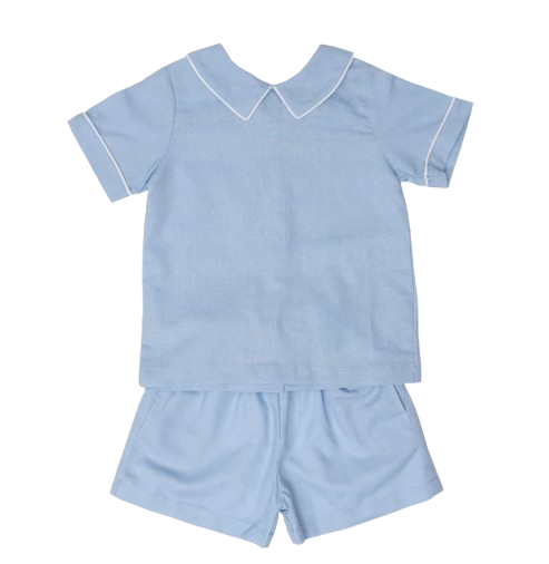 John - Blue Linen Short Set