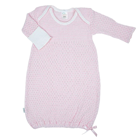 Paty Knit Overlap Shoulder Gown Pink with Bow