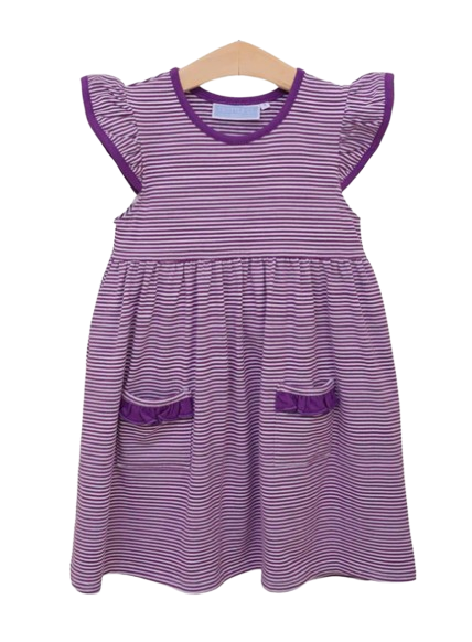 Lucy Game Day Dress - Purple Stripe