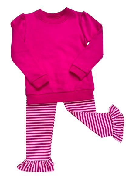 Adalynn Ruffle Pant Set - Pink