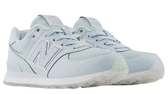 New Balance 574- Frosted Glass with Silver Metalic
