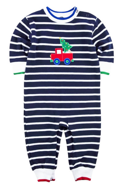 Stripe Knit Longall With Truck & Tree