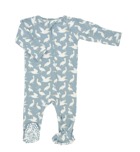 Zipper Footie -Pelican