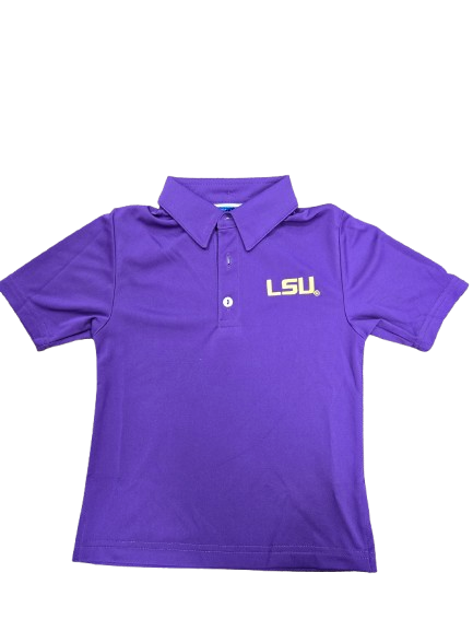 Solid Polo LSU Tiger Embroidered Purple Short Sleeve Shirt