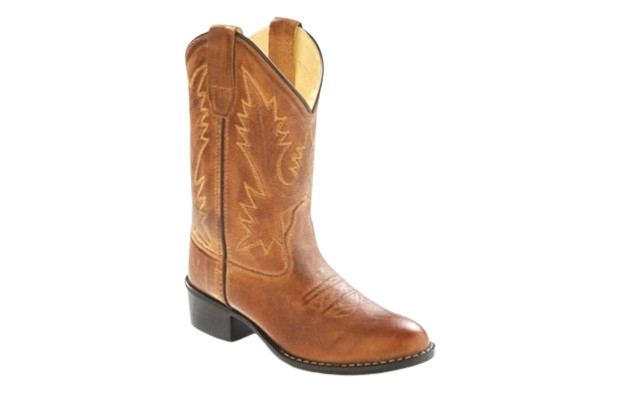 Old West Light Tan Canyon Childrens Boys Leather J Toe Cowboy Western Boots
