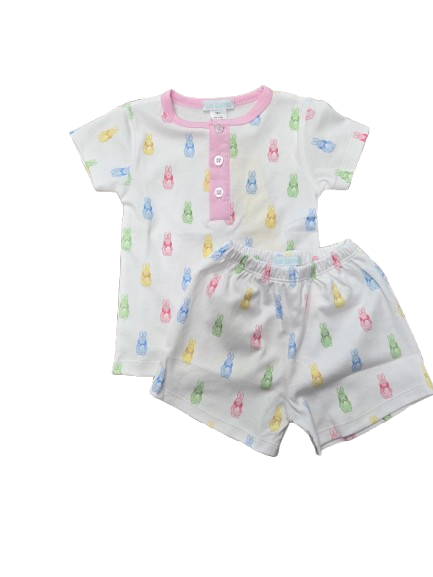 Lulu Bebe Girls Pajama Short Set - Bunnies