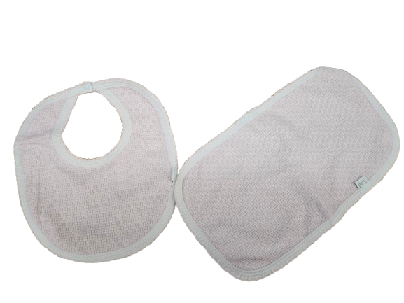 Paty Bib and Burp Set Pink and White