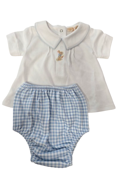 Light Blue Gingham Diaper Set