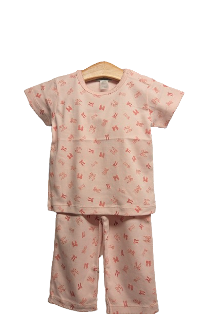 Loungewear Set- Light Pink Cotton - Bows