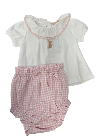 Pink Gingham Diaper Set