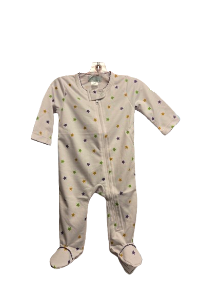 Girls Footie - White Cotton - Mardi Gras - Infant