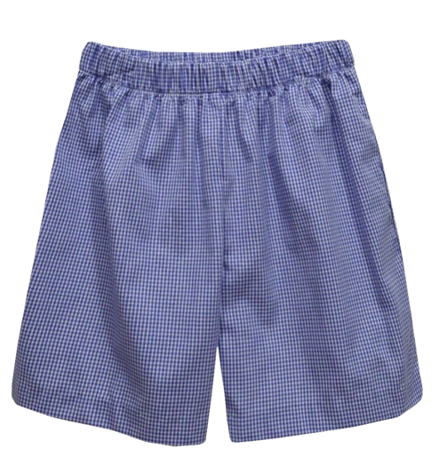 Royal Gingham Boys Pull on Shorts w/Pockets