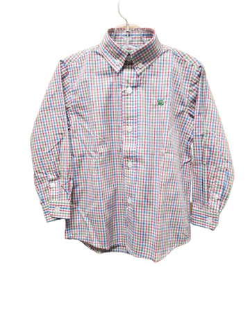 Long Sleeve Oxford Red Blue Green Plaid