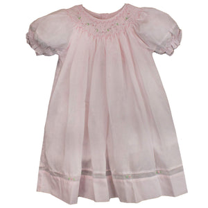 Smocked Daygown with Viole Insert Pink