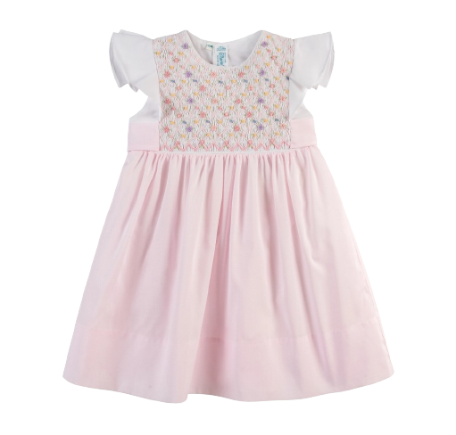 Girls Floral Hand Smocked Dress