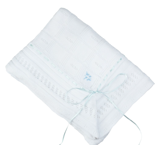 Ribbon Pointelle Knit Blanket