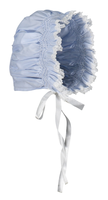 Girls Smocked Lace Bonnet, Blue