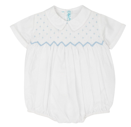 Diamond Smocked Creeper - White