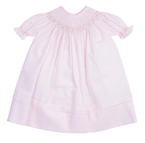 Girls Ruffle Sleeve Bishop Smocked Dress