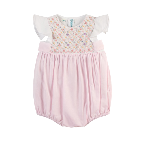 Girls Floral Hand Smocked Romper