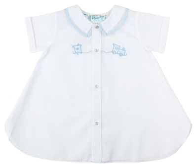 Boys Open Front Daygown With Train, White