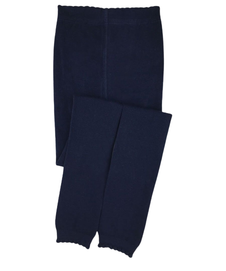 Jefferies Socks Scalloped Pima Cotton Footless Tights - Navy