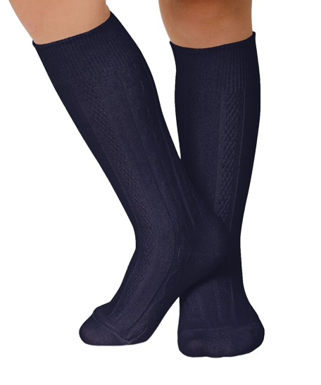 Jefferies Socks Classic Cable Knee High Socks Navy