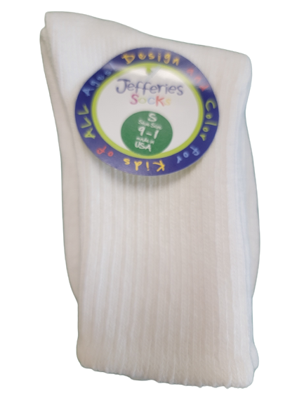 Jefferies Socks School Uniform Rib Crew Socks White