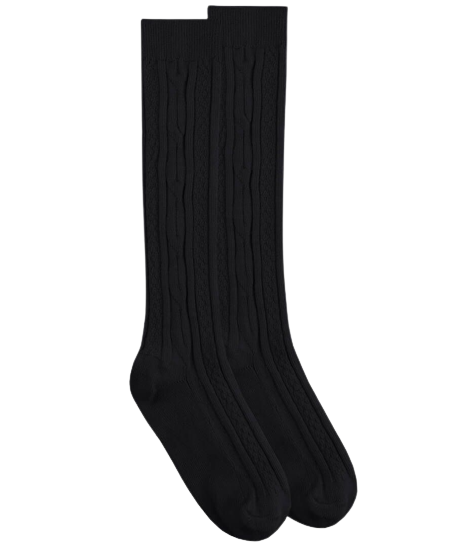 Jefferies Socks School Uniform Acrylic Cable Knee High Socks - Black