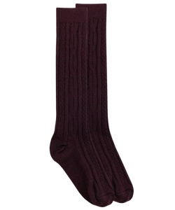 Jefferies Socks School Uniform Acrylic Cable Knee High Socks - Burgundy