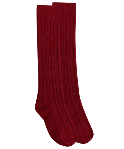 Jefferies Socks School Uniform Acrylic Cable Knee High Socks - Red