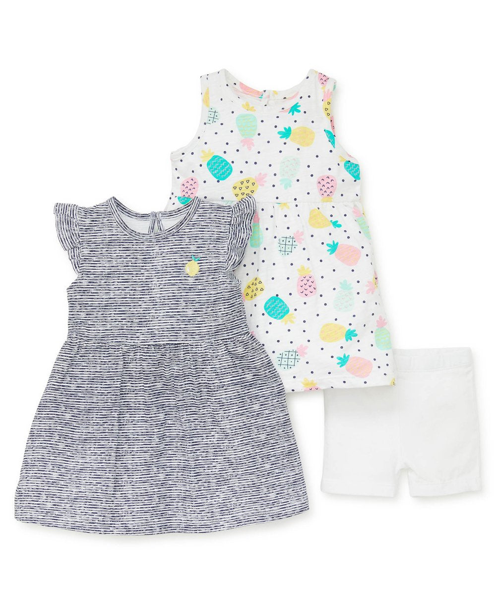 3PC KNIT DRESS SET - PINEAPPLE